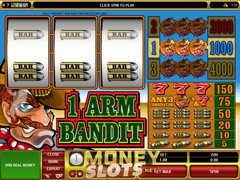 Play The Microgaming No Download Slot: 1 Armed Bandit