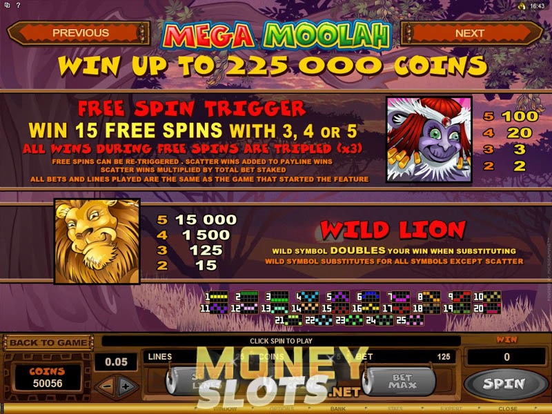mega moolah casino bonus