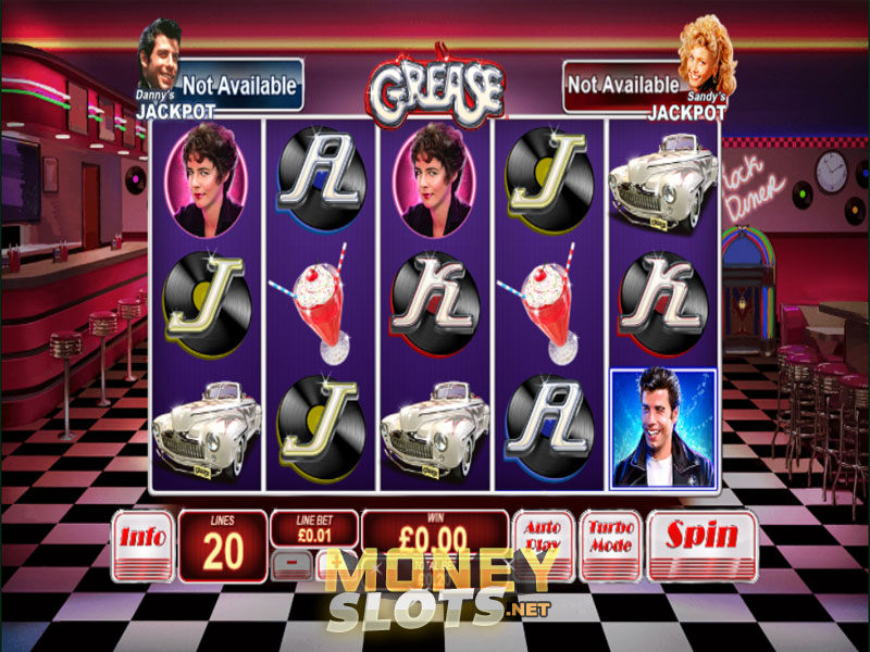 In Grease, you can also win any of two progressive jackpots on any spin.The randomly triggered Greased Lightning Jackpot will take you to a pick-and-click screen where you’ll need three identical symbols to win either Danny’s Juackpot or Sandy’s Jackpot.Join Danny and Sandy to get your song and dance on in the official Grease slot!